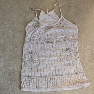 Embellished White Tank Top